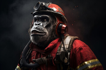 kingkong wears a firefighter suit