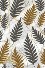 gold and gray leaves isolated on marble background