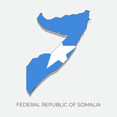 Somalia map and flag. Detailed silhouette vector illustration
