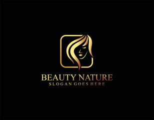 Beauty Woman Logo design with box badge