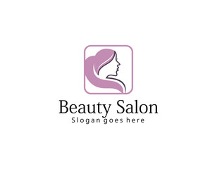 Beauty Woman Logo design with box badge