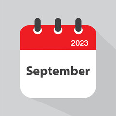 September 2023 calendar leaf in flat style. - vector, illustration.