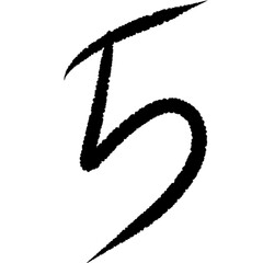 handwriting black lettering number five