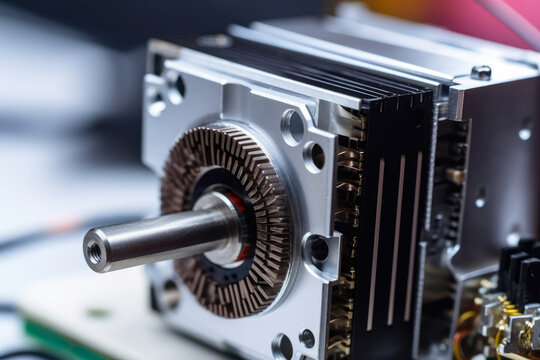 An exclusive glimpse into the inner workings of an industrial automation powerhouse: behold the intricate wiring and metallic gears of a high precision servo motor