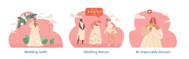 Isolated Elements With Graceful Brides In Exquisite Gowns, Radiating Beauty And Sophistication On Their Special Day