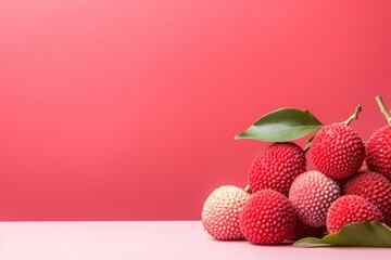 Lychee on pink background.