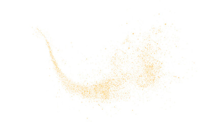 Golden dust cloud with sparkles isolated on transparent background. Stardust sparkling background. Glowing glitter smoke or splash. PNG.