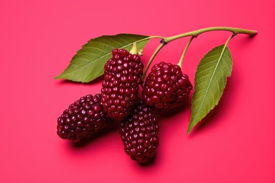 Mulberry on red background.