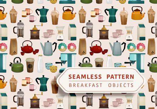 Breakfast Objets Seamless Patterns