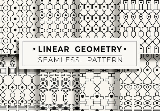 Set of 8 Linear Geometry Seamless Patterns