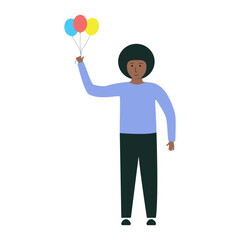 Happy man with colorful balloons.