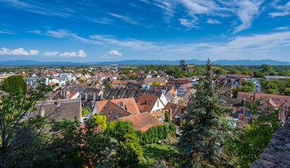 Obraz premium View from Cathedral Mountain to Eckarts Mountain (Breisach am Rhein). Breisgau, Baden-Wuerttemberg, Germany, Europe