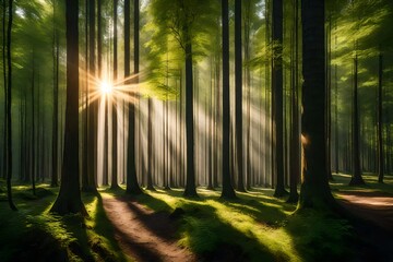 rays of light in the forest