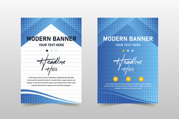 Abstract Elegant Blue Banner Template With Diagonal Shape