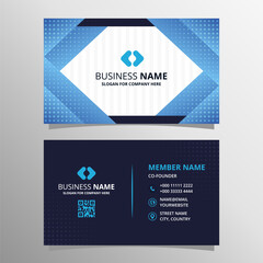 Obraz premium Abstract Elegant Blue Business Card Template With Diagonal Shape