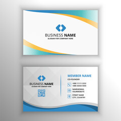 Abstract Elegent Blue Curved Business Card Template With Dots