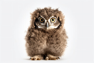 Obraz premium a small owl sitting on top of a white surface