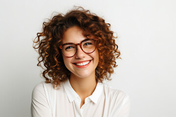 Obraz premium Made with Generative IA tech illustration charming businesswoman smiling confident office worker