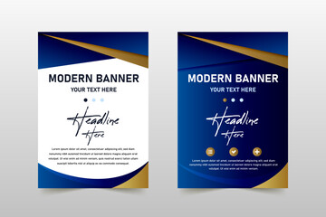 Obraz premium Abstract Modern Blue Banner Template With Curves and Lights