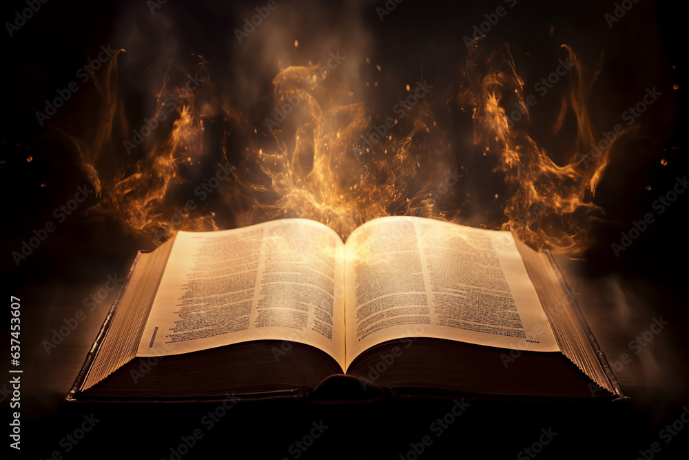 Poster generative ai collage picture image of magical open book with speel for dark magic