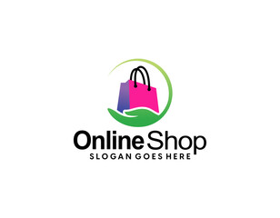 Fototapeta premium Online shop vector logo for business.