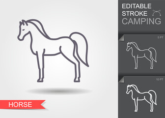 Horse outline icon. Outline icon with editable stroke