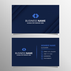 Fototapeta premium Abstract Modern Striped Blue Business Card Template With Dots