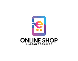 Shopping logo, E-commerce logotype, Shooping website, Purple gradient, Women's shopping website, fast shopping, E-store, website, application, template, business, company, online shop