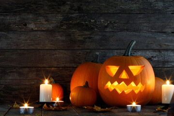 Halloween pumpkin and candles