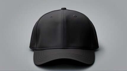 Blank Baseball Cap Mockup Template - Front View for Apparel Design and Advertising on a Grey Background. Generative AI