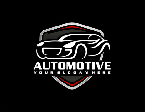 Auto style car logo design with concept sports vehicle silhouette