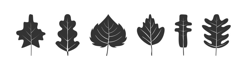 Autumn leaves. Leaves icon set. Flat style.