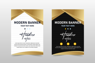 Abstract Stylish Luxury Black and Gold Banner Template