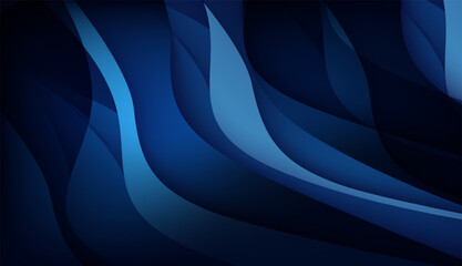 Elegant abstract blank background with wave flow shape curved lines dark blue gradient color