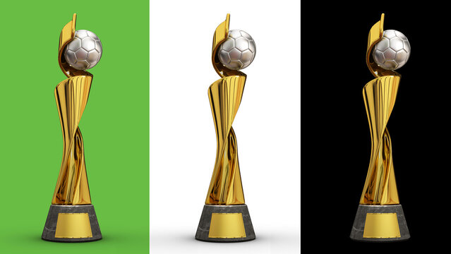 women's world cup trophy inspired Gold Abstract Sports Trophy 3D Rendering Illustration. Sports graphics resource. Gold cup trophy. 3D rendering and Illustration.