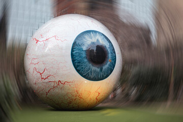 Giant eyeball with radial blur