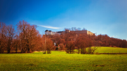 Festung Königstein - Elbsandsteingebirge - Burg - Herbst - Himmel - Sächsische Schweiz -...