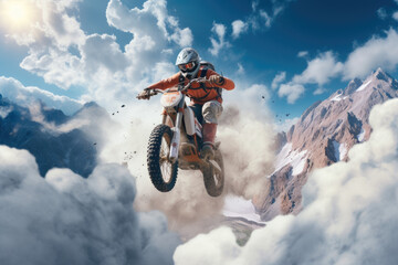 Motocross rider jumping
