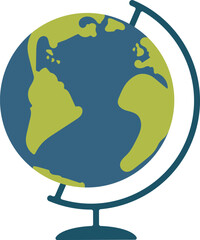 School Globe on transparent background, vector illustration.