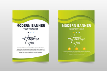 Creative Wavy Green Business Banner Template With Curves