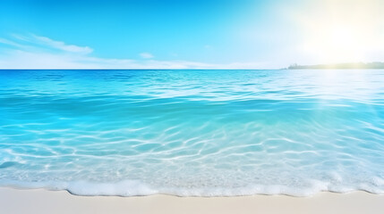 Beautiful blue ocean water with white foam edge