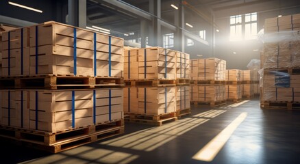 A warehouse with rows of wood for decorating the scene in the warehouse or the shooting scene