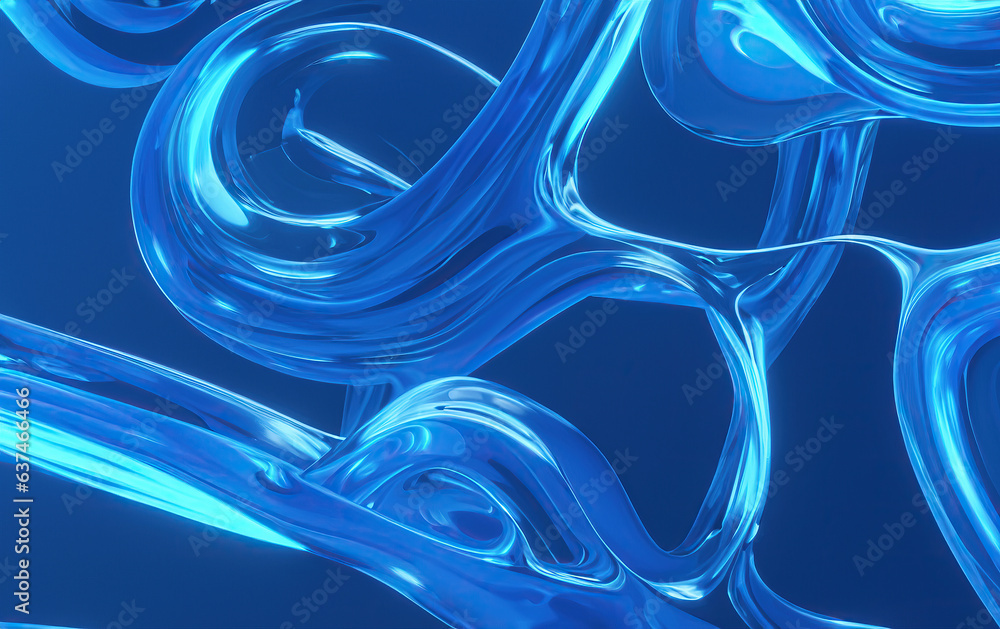Poster vibrant geometric patterns: abstract blue glass with smooth flow in 3d render wallpaper for creative