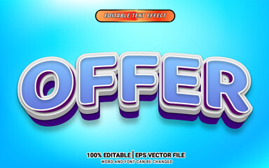 Blue white 3d cartoon game title text effect template design