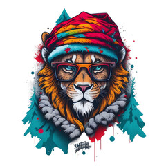Winter Lion with Cap & Sunglasses SVG/PNG Bundle - Cute Transparent Design