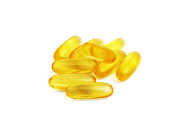 Fish oil capsules on white  background