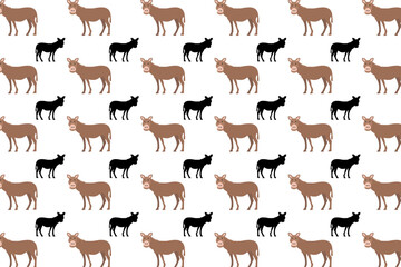 Flat Donkey Animal Pattern Background