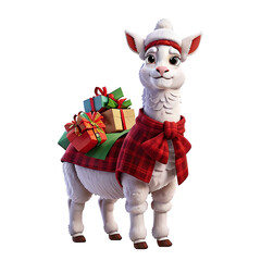 Llama Decor With Christmas Santa Hat Png Felt Christmas Design, animal png pattern decoration