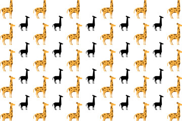 Flat Giraffe Animal Pattern Background