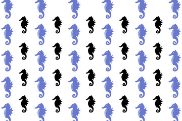 Flat Sea Horse Animal Pattern Background